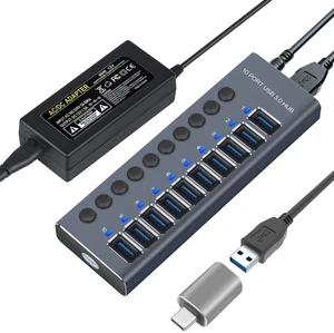 High Speed 10 Port USB 3.0 HUB Power Splitter Extender Individual Switch Charger - Picture 1 of 14