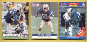 1989-1992 Pro Set CHIP BANKS Indianapolis Colts 3-Card Lot Rookie - Picture 1 of 1