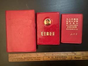 QUOTATIONS FROM CHAIRMAN MAO 1966 1st English Ed. Little Red Book +2 in Chinese - Foto 1 di 24