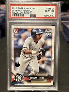 /35 ESTEVAN FLORIAL 2018 TOPPS HOLIDAY BOWMAN #TH-EF TURKEY PSA 10 & ELITE AUTO! - Picture 1 of 5
