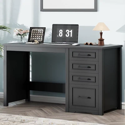 "Escritorio ejecutivo de 49"" con cajón de archivos, escritorio de computadora reversible de 4 cajones con almacenamiento" Foto 1 de 4