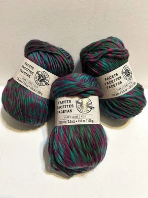 LOT/3 Loops and Threads FACETS Yarn Color Montana-Purple Pink Green - Image 1 of 4
