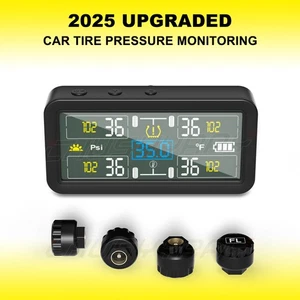 Solar TPMS LCD Tire Pressure Monitor System 4 External Sensors For Car RV Truck - Picture 1 of 13