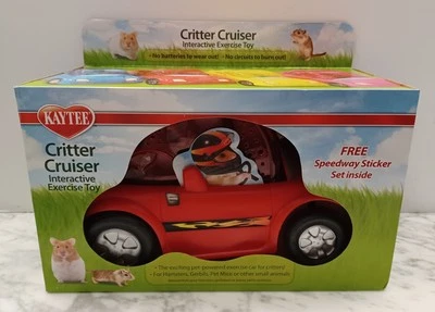 NEW Kaytee Critter Cruiser Interactive Exercise Toy Wheel Race Car, Red - Image 1 of 4