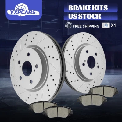 Front Drilled Rotors Brake Pads For Toyota Camry Avalon Venza Lexus ES250 ES350 - Image 1 of 4