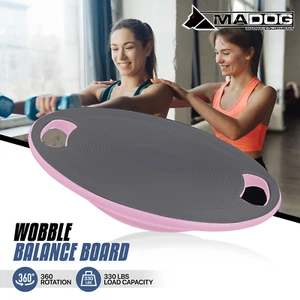 Gray Portable Wobble Balance Board Gym Grip Handles Workout Exercise & Fitness - Picture 1 of 10