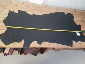 Black Cow Side Leather Medium Grain 0.9-1.1mm Thick Good Quality Genuine EB384 - Picture 1 of 7