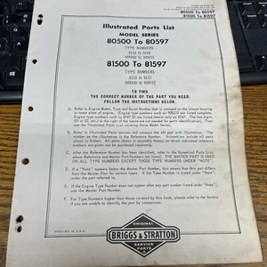 Briggs & Stratton Engine Models 80500 to 81597 Illustrated Parts Catalog List - Picture 1 of 2