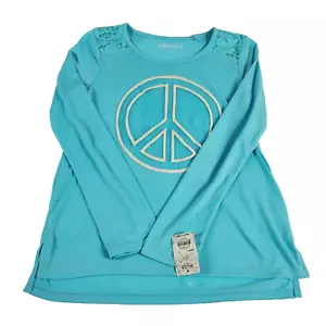 Mudd Girls Size 10 T-Shirt Long Sleeve Peace Sign Tee NWT - Picture 1 of 7