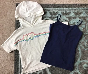 Girls Lot of 2 Medium Gap Hoodie T Shirt Short Sleeve & Cat & Jack Camisole 7-8 - Picture 1 of 12