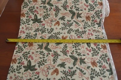 By 1/2 Yd, Red & Green Christmas Print on Cream Brushed-Cotton, Taylor, Moda,B02 - Image 1 of 4