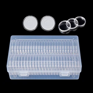 50Pcs 40mm Coin Capsule Box with Inner Cushion Plastic Storage Protection Holder - Picture 1 of 6