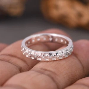 Pure 925 Sterling Silver Band Ring Stackable Engagement Ring Gift For Her - Picture 1 of 8