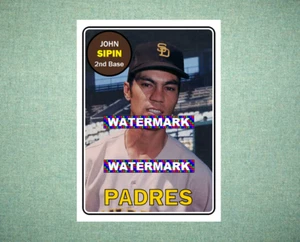 John Sipin San Diego Padres 1969 Style Custom Baseball Art Card - Picture 1 of 2