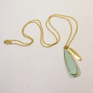 Gemstone Chalcedony Necklace 24" Gold Plated Jewelry 8g Solid 925 Silver MN3298 - Picture 1 of 3