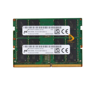Micron 2x 8GB 2Rx8 PC4-2133P DDR4 17000Mhz 260Pin SODIMM Laptop Memory Non Ecc* - Image 1 of 4