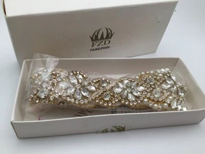FANGZHIDI Professional Rhinestone Rose Gold Applique Trim for Bridal Belt/Dress - Picture 1 of 6