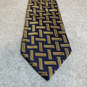 Hugo Boss Neck Tie Blue Yellow Designer Silk Wide Classic Italy Abstract Gold - Picture 1 of 8