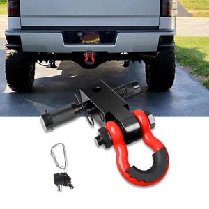 2inch Shackle Hitch Receiver Bracket w/ 3/4'' D-Ring Shackle for Jeep Truck Red - Picture 1 of 6