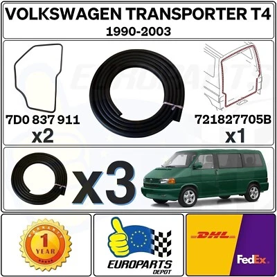 Volkswagen EuroVan 1992-03 Juego de 3 piezas de sellos de resistencia a la intemperie puertas delanteras y puerta levadiza Foto 1 de 4