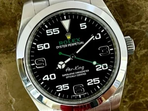 Rolex Air King 40mm automatic black dial with Green Accents Antimagnetic box - Picture 1 of 11