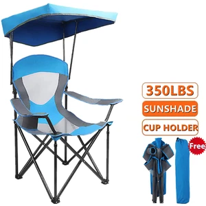 ALPHA CAMP Folding Camping Chairs with Canopy Sunshade Chair Heavy Duty Portable - Picture 1 of 10