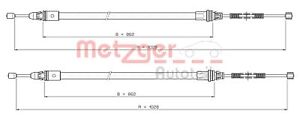 METZGER 10.9337 Seilzug Feststellbremse für SMART FORTWO Coupe (451) hinten
