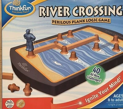 RIVER CROSSING Logik-/Denk-/Rätselspiel Flussüberquerung 40 Rätsel NEU und OVP - Bild 1 von 2