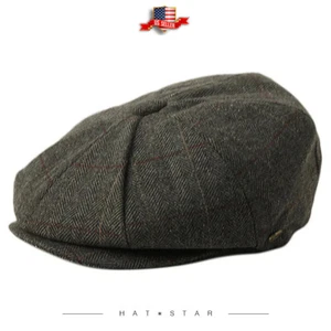 Hombre Premium 100% Lana Clásico Applejack Espiga Newsboy Colección Sombrero - Imagen 1 de 4