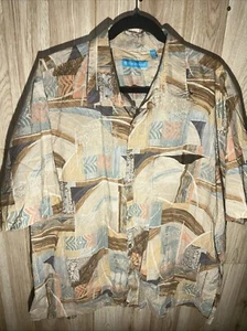 Tori Richard Herren 2XL Geometrisch Abstrakt Baumwolle Rasen Hawaii Knopfleiste Hemd - Bild 1 von 9