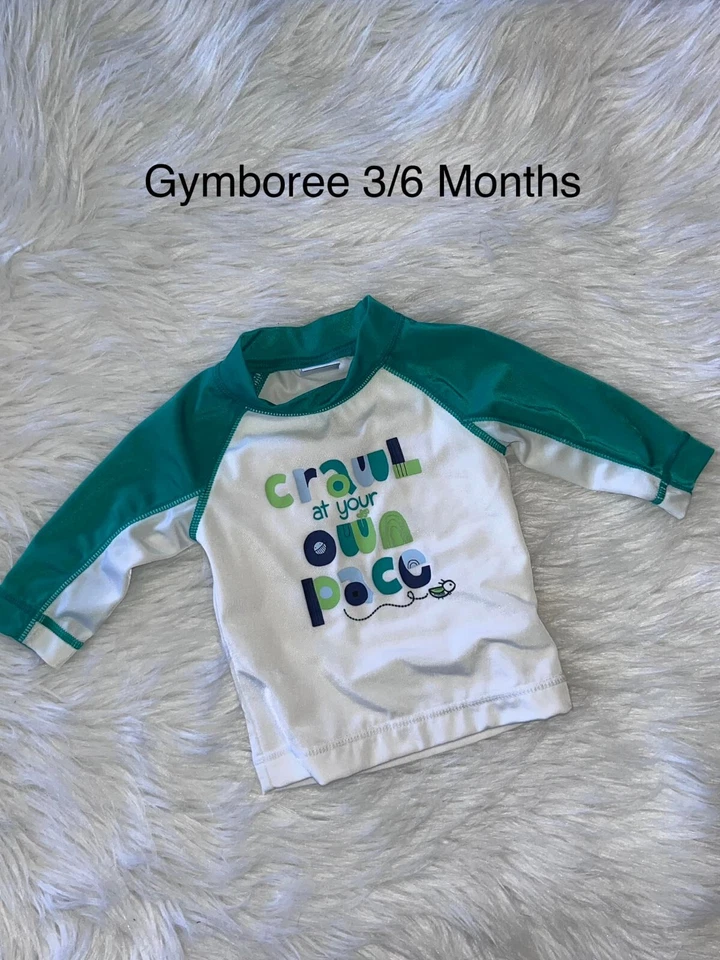 Gymboree Longsleeve Green & White Rashguard Size 3/6 Months - Image 1 of 1