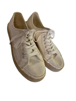 Madden Girl White Canvas Lace-Up Espadrille Sneakers Womens Casual Shoes Size 7 - Image 1 of 4