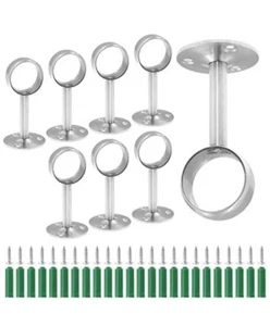 8 Pcs 1 1/4 Inch Ceiling Mount Curtain Rod Bracket Flange Closet Rod Holder Heav - Picture 1 of 1