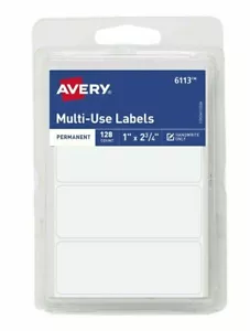 2 Packs of Avery Multi-Use Permanent Labels, 6113, 1" x 2-3/4" 128 CT, 256 Total - Picture 1 of 6