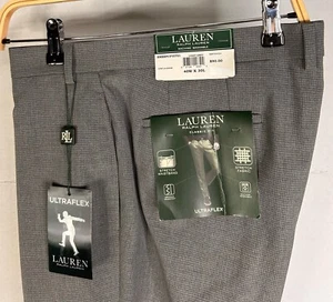 Lauren Ralph Lauren Classic-Fit Ultraflex Dress Pants Light Grey Grid 40X 30 NWT - Picture 1 of 7