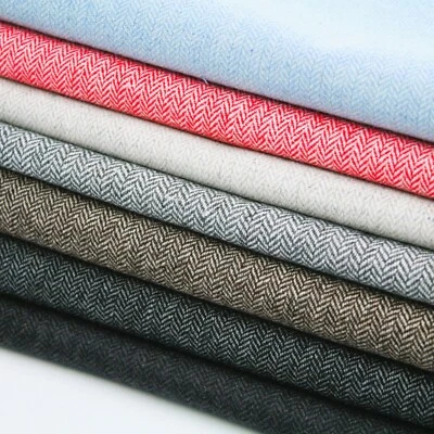 WE LOVE FABRIIC Herringbone Tweed 50% Wool Blend Upholstery Fabric Sofa Cushion Armchairs