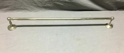 Antique Adjustable Nickel Brass Towel Bar Rack Old Bathroom Fixture VTG  377-21B Cover