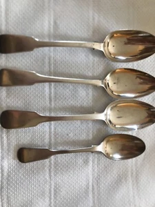 4 ANTIQUE SILVER SPOONS-3 EDINBURGH/1 LONDON - Picture 1 of 6