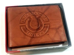 Billetera plegable vintage de cuero en relieve Indianapolis Colts con ajuste en caja - Imagen 1 de 4