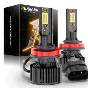XWQHJW H11 LED Headlight High or Low Beam Bulbs 6000K White 2-PACK - Picture 1 of 11