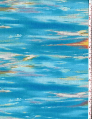 Beautiful Teal Blue sky Cotton Quilt Fabric by Elizabeth Studio BTY - Image 1 of 4