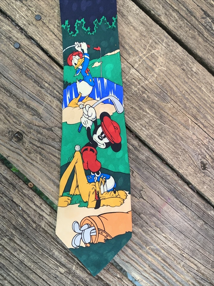 Винтажный галстук MICKEY INC Disney FORE PAR Pluto Mickey Mouse Donald Duck ❤️sj7m27 - Изображение 1 из 4