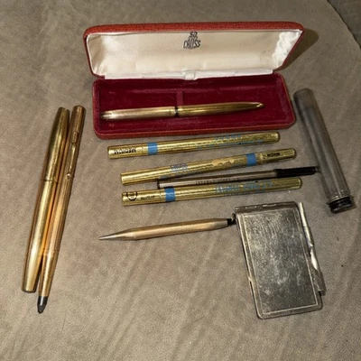 Bolígrafo y lápices vintage Cross rellenos de oro 14k + recambios Foto 1 de 4