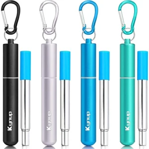 Strohhalme Edelstahl, wiederverwendbar, Reise, Teleskop, Trinkhalme, Set - Bild 1 von 11