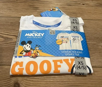 Nueva con etiquetas Camiseta Blanca Disney Mickey Mouse, Goofy, Donald, Pluto XS Monograma Foto 1 de 3
