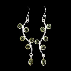 925 Sterling Silver Earrings Oval Peridot 6x4mm Natural Gemstone Jewelry - Picture 1 of 13
