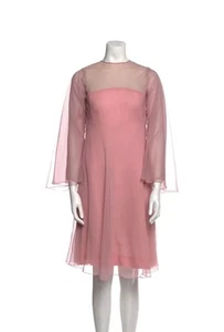 Abito di lusso vintage designer Malcolm rosa stravagante svasato manica lunghezza ginocchio - Foto 1 di 10