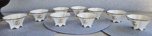 VTG. SET OF 9 MONOGRAMMED "JE" RANSOM HAVILAND LIMOGES SCALLOPED TEA COFFEE CUPS - Picture 1 of 21