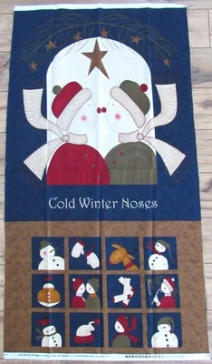 Cold Winter Noses Snowmen #17175 Sandy Gervais Moda Fabrics Panel Cotton 23x44 - Image 1 of 4
