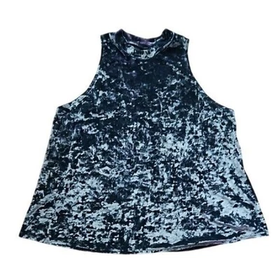 Camiseta sin mangas de terciopelo tono joya para mujer XL cuello falso verde azulado caprichoso glamour lujo boho Foto 1 de 4